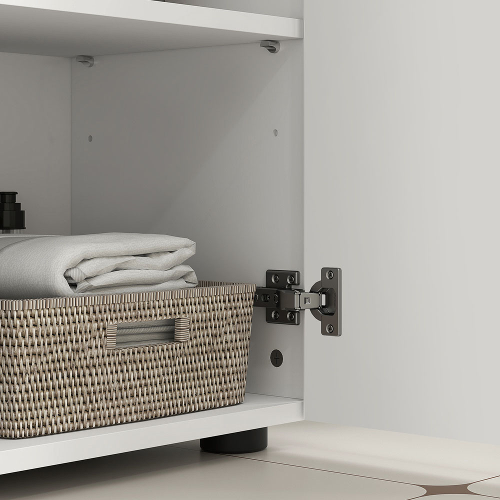 Kleankin 2 Door White Under Sink Bathroom Cabinet Image 3