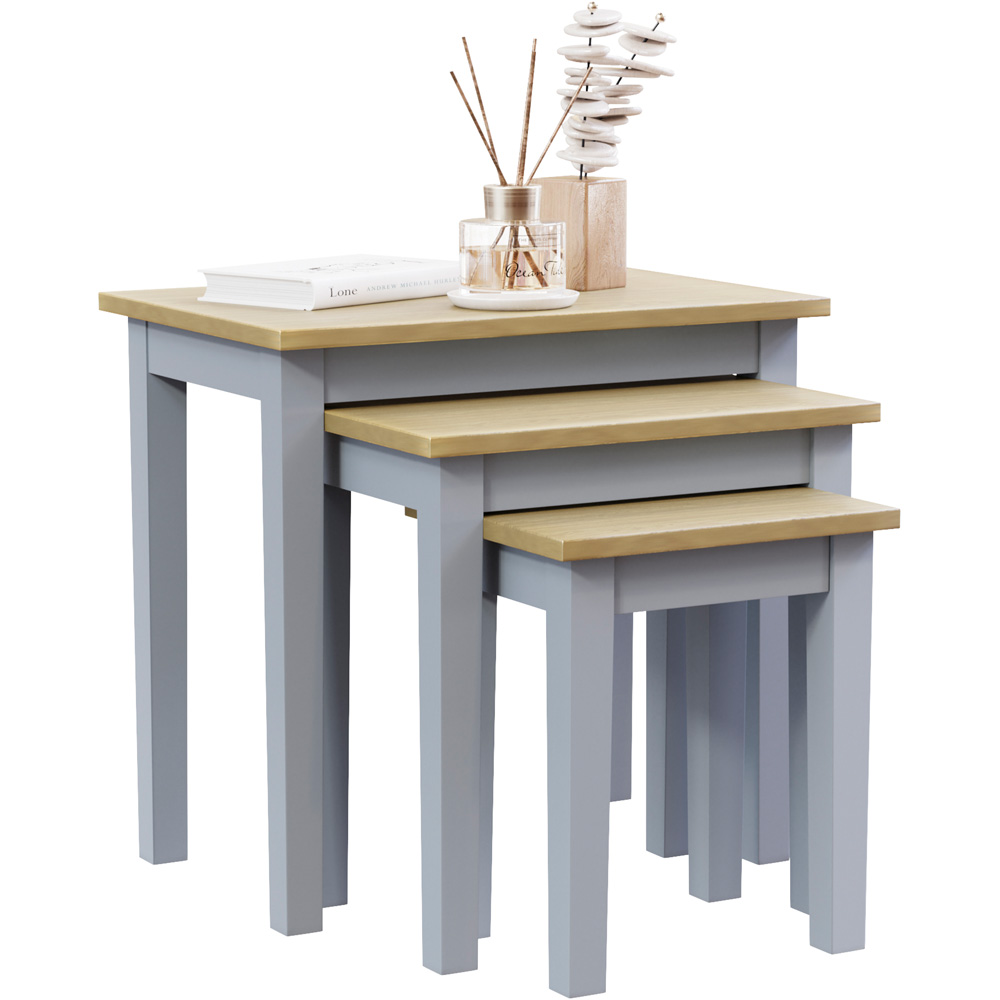 Vida Designs Yorkshire Oak and Grey Nest of Tables Set of 3 Image 2