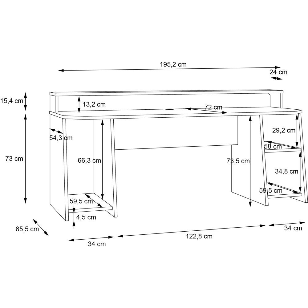 Florence Tezaur 3 Shelf Black Wide LED Gaming Desk Image 9