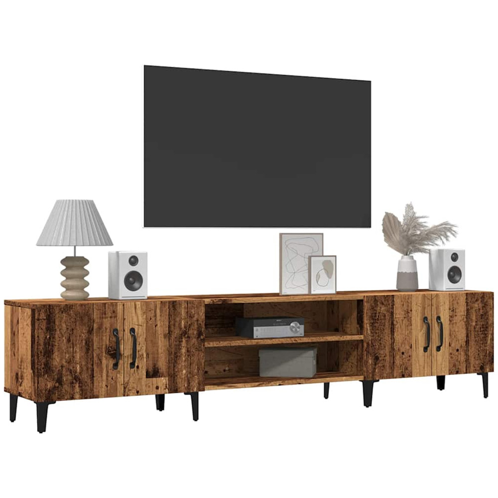 vidaXL 4 Door 2 Open Shelf Old Wood TV Cabinet Image 3