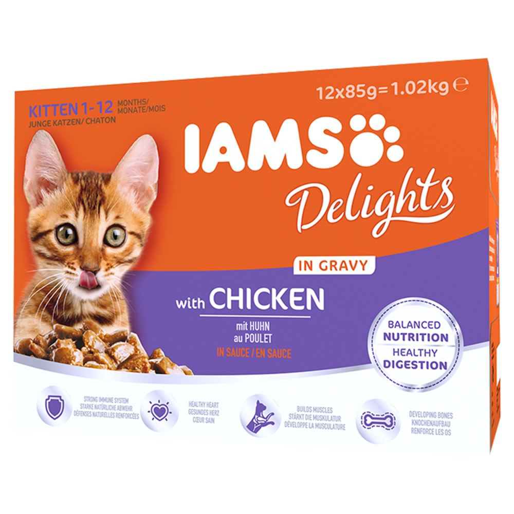 Iams Delights Wet Kitten Food in Gravy 12 x 85g Image