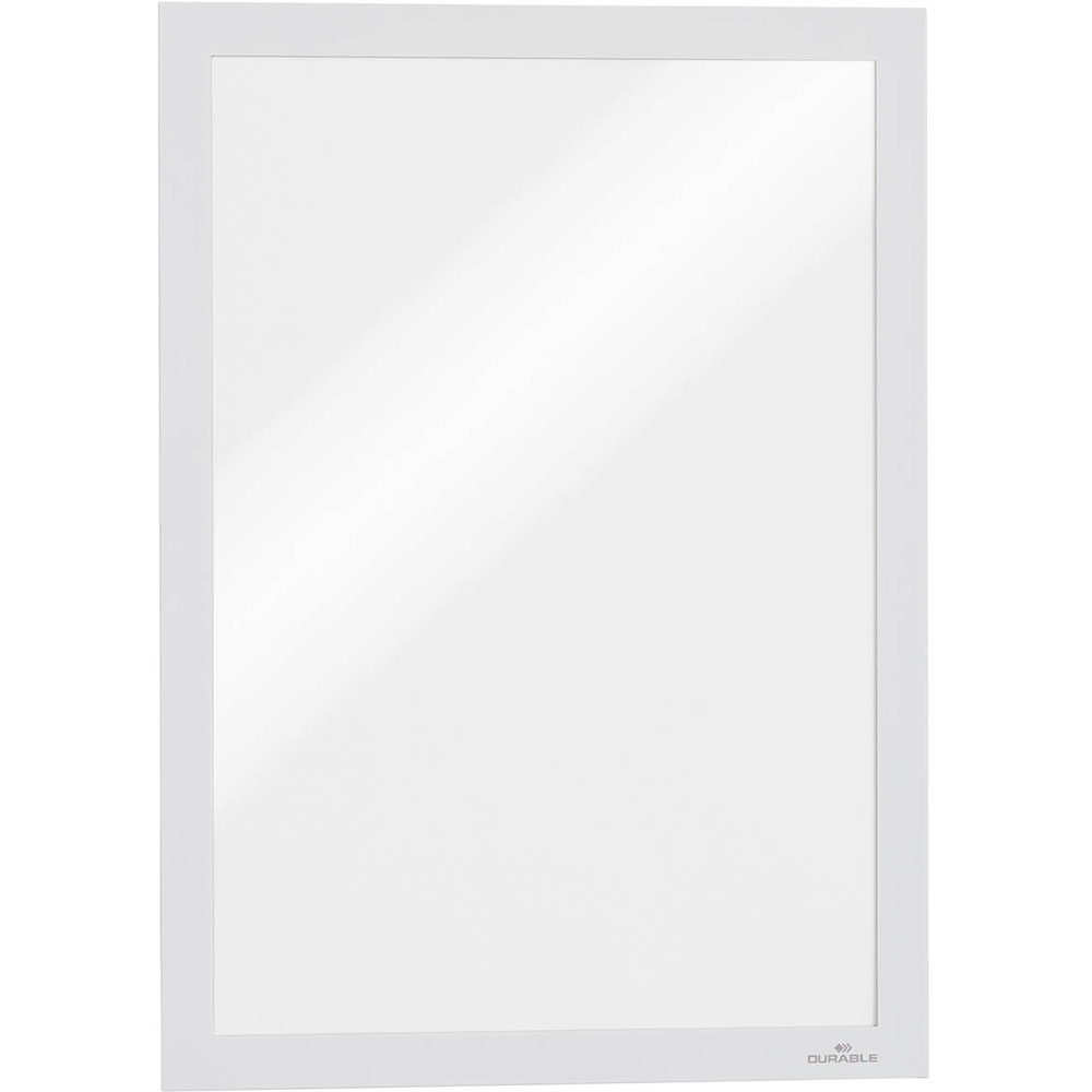 Durable DURAFRAME A4 White Self Adhesive Magnetic Signage Frame 10 Pack Image 1