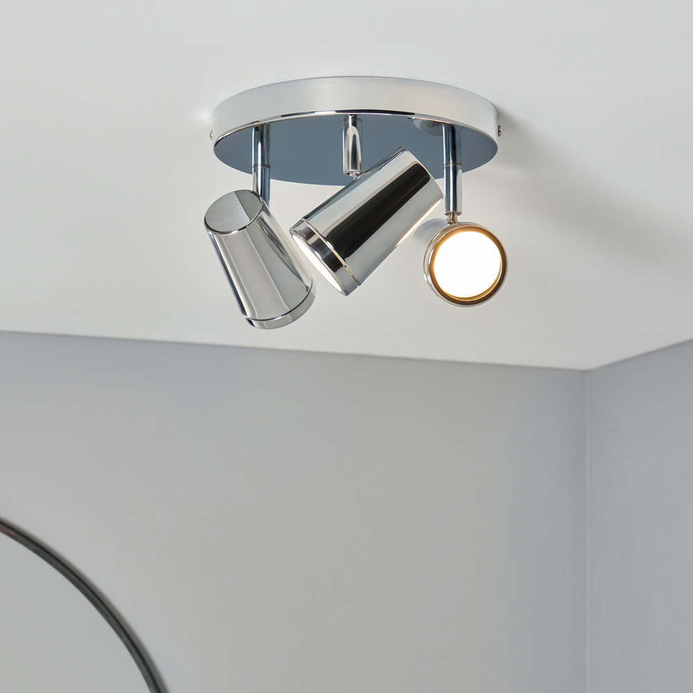 Spa Flora Chrome 3 Light IP44 Flush Ceiling Plate Image 2