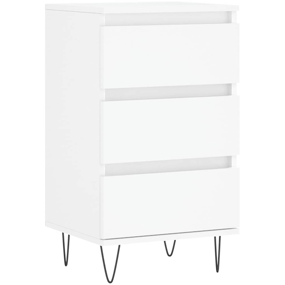 vidaXL 3 Drawer White Sideboard with Metal Legs Image 2