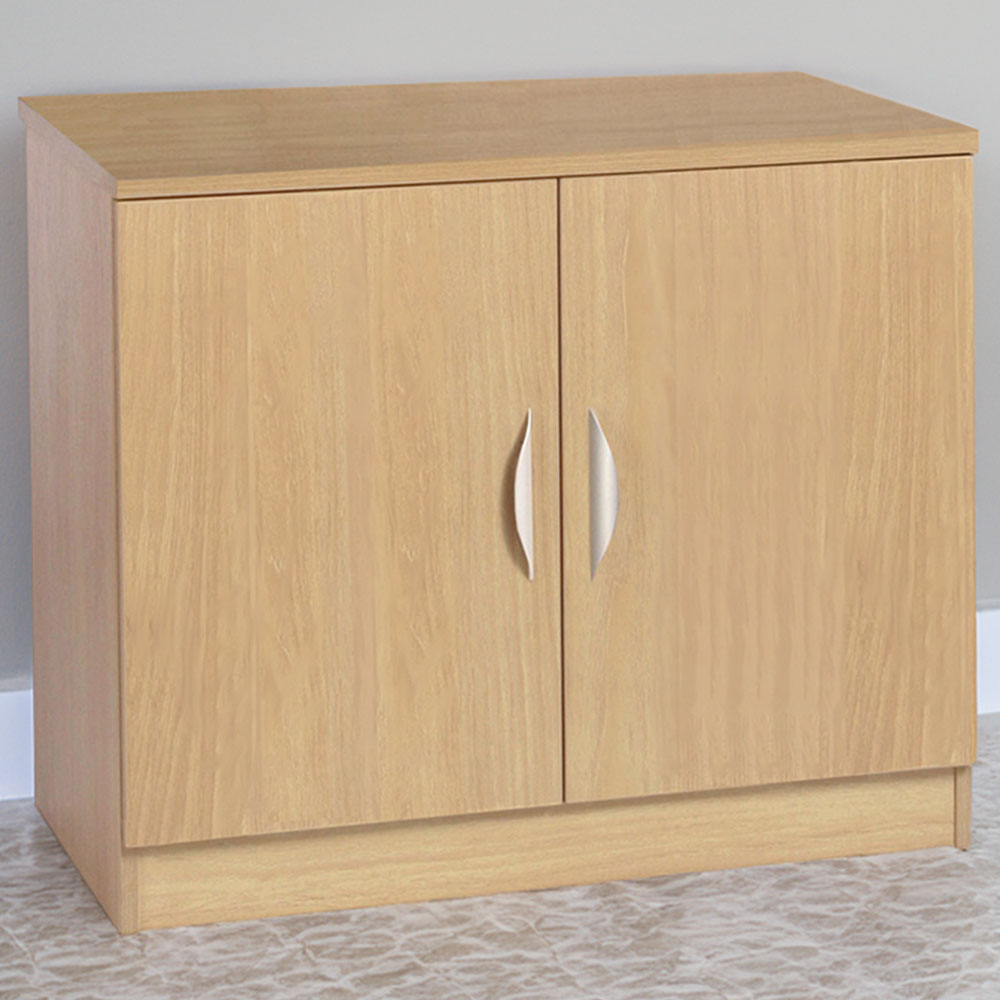 R White Cabinets 2 Door Brown Desk Height Wide Cupboard Image 1