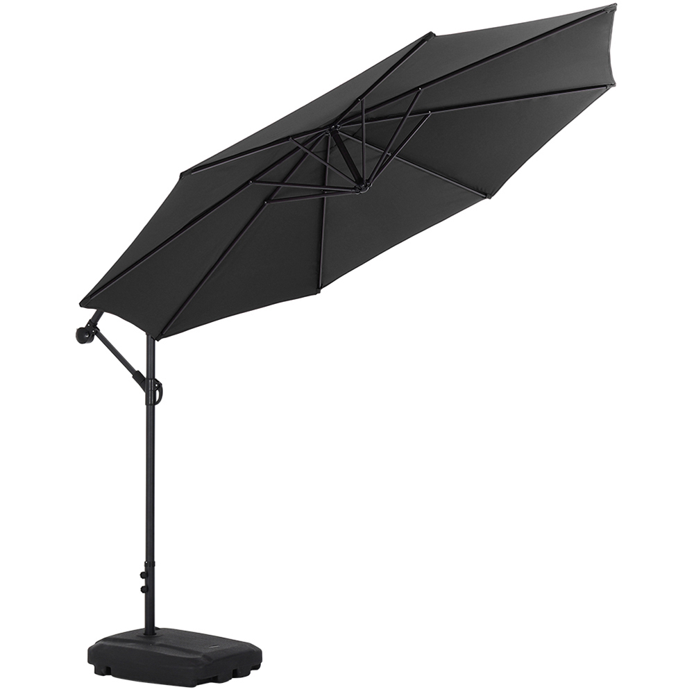Living and Home Black Garden Cantilever Parasol with Rectangular Base 3m Image 1