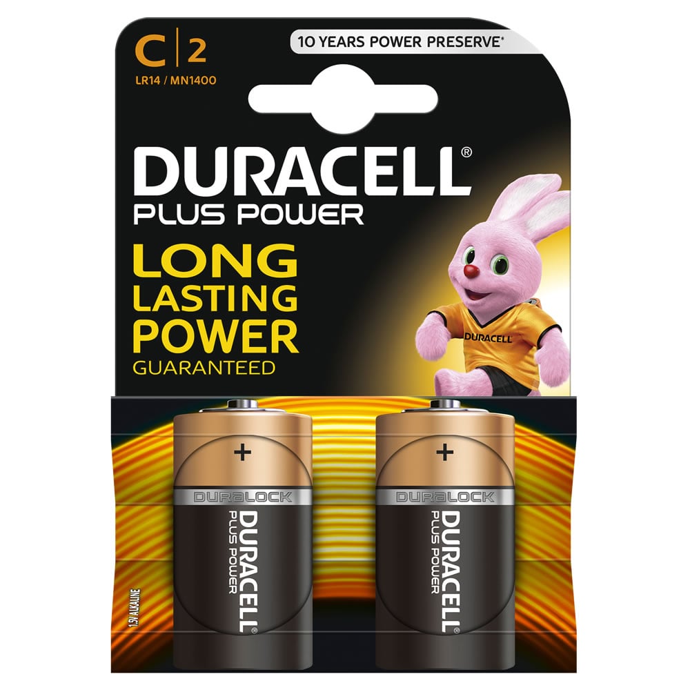 Duracell Plus Power Alkaline Batteries C LR14 1.5V 2pk Image 1