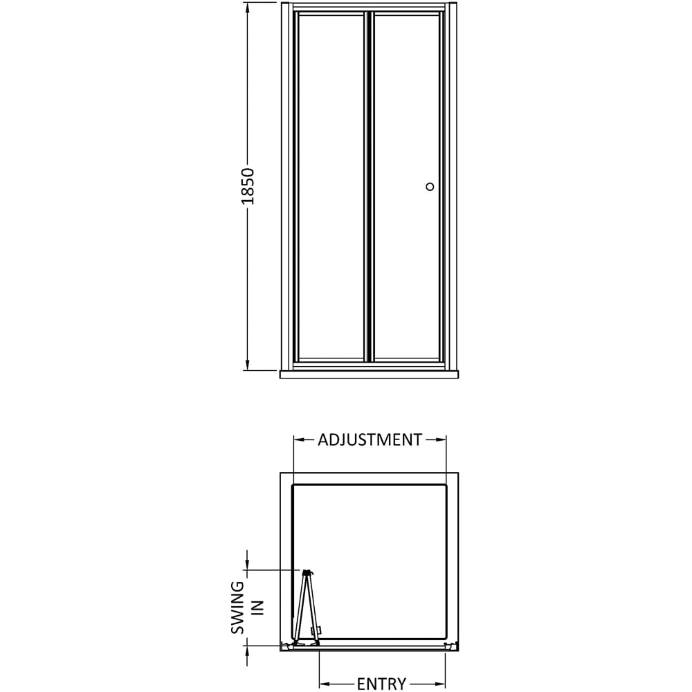 nuie Chrome Bi-Folding Shower Door 800mm Image 2