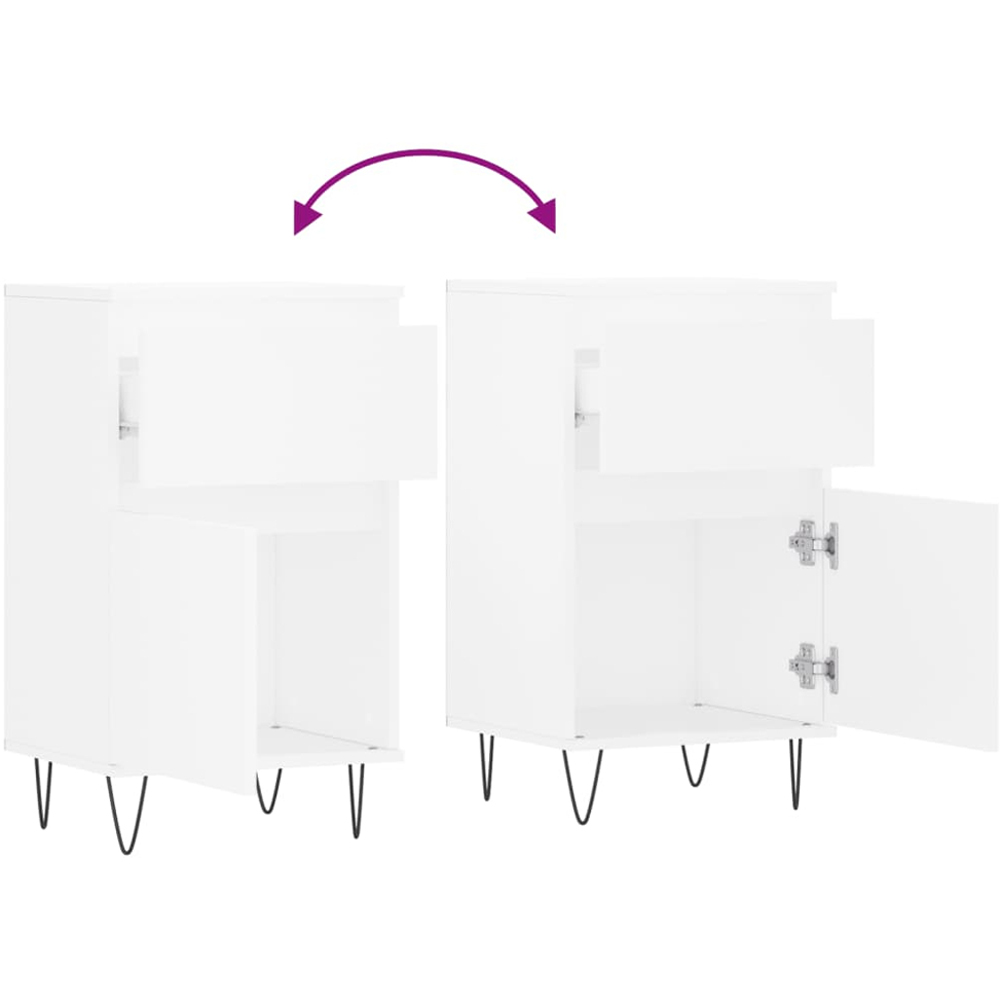 vidaXL Single Door Single Drawer White Small Sideboard Image 9