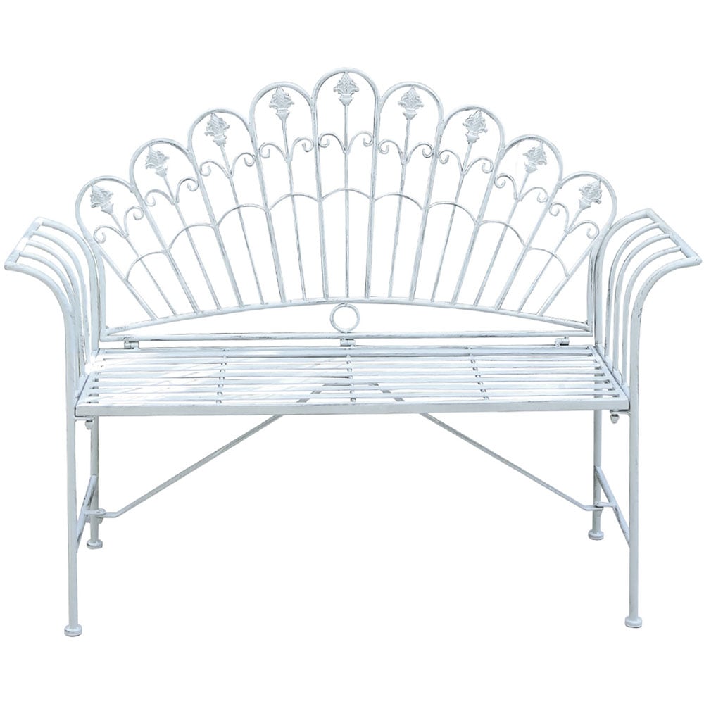 GlamHaus Girona Antique Grey Garden Bench Image 2