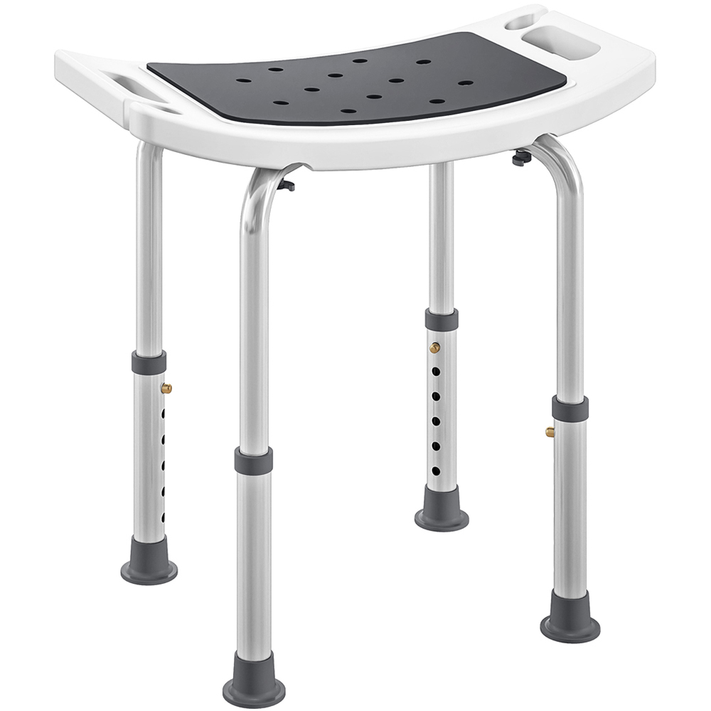 HOMCOM Grey Aluminium Height Adjustable Bath Stool with Shower Hole Image 1