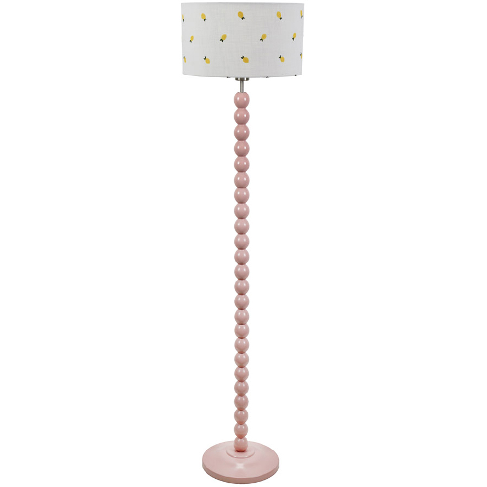 ValueLights Bobbins Lemon Embroidered Drum Shade Painted Rose LED Floor Lamp Image 1