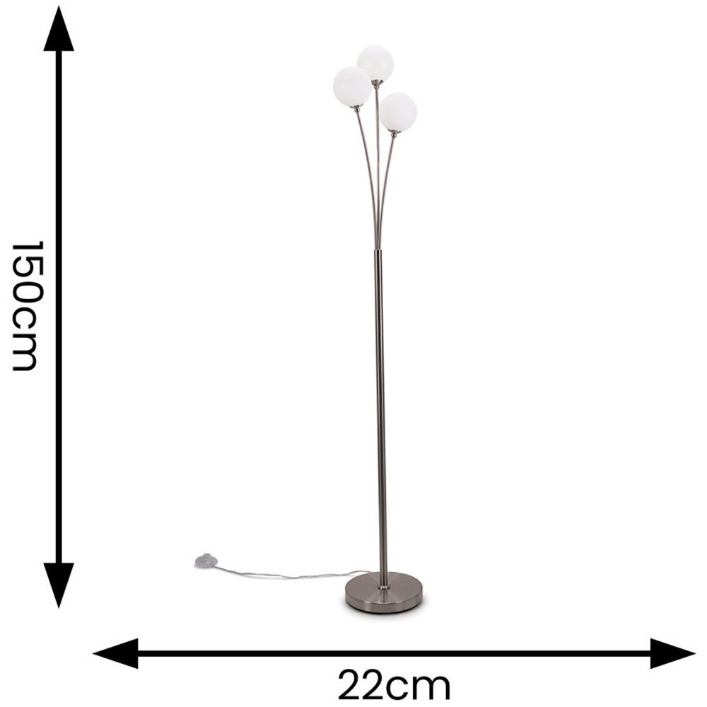 ValueLights Velika 3 Way Opaque Globe Chrome LED Floor Lamp Image 7