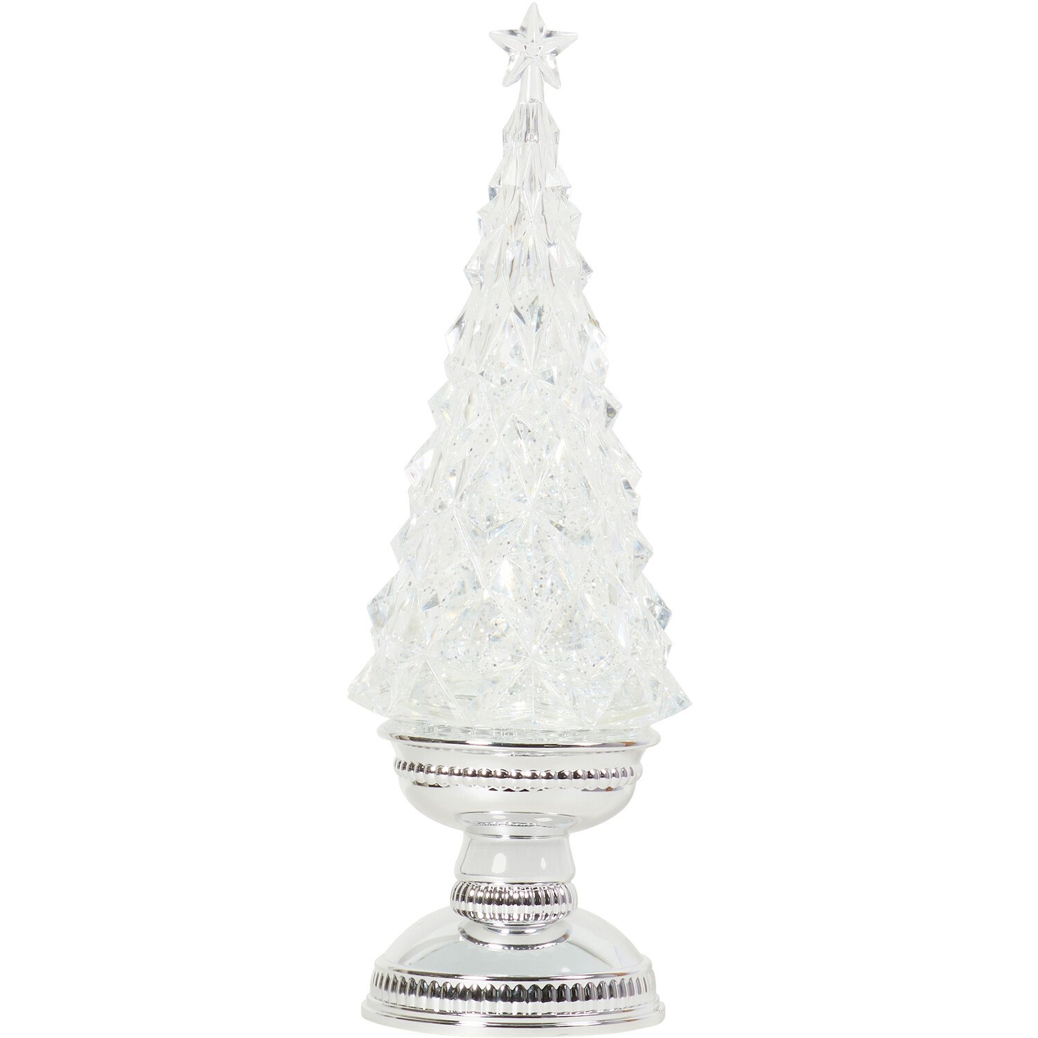 Icy White Glitter Spinning LED Tree - Clear Image 2