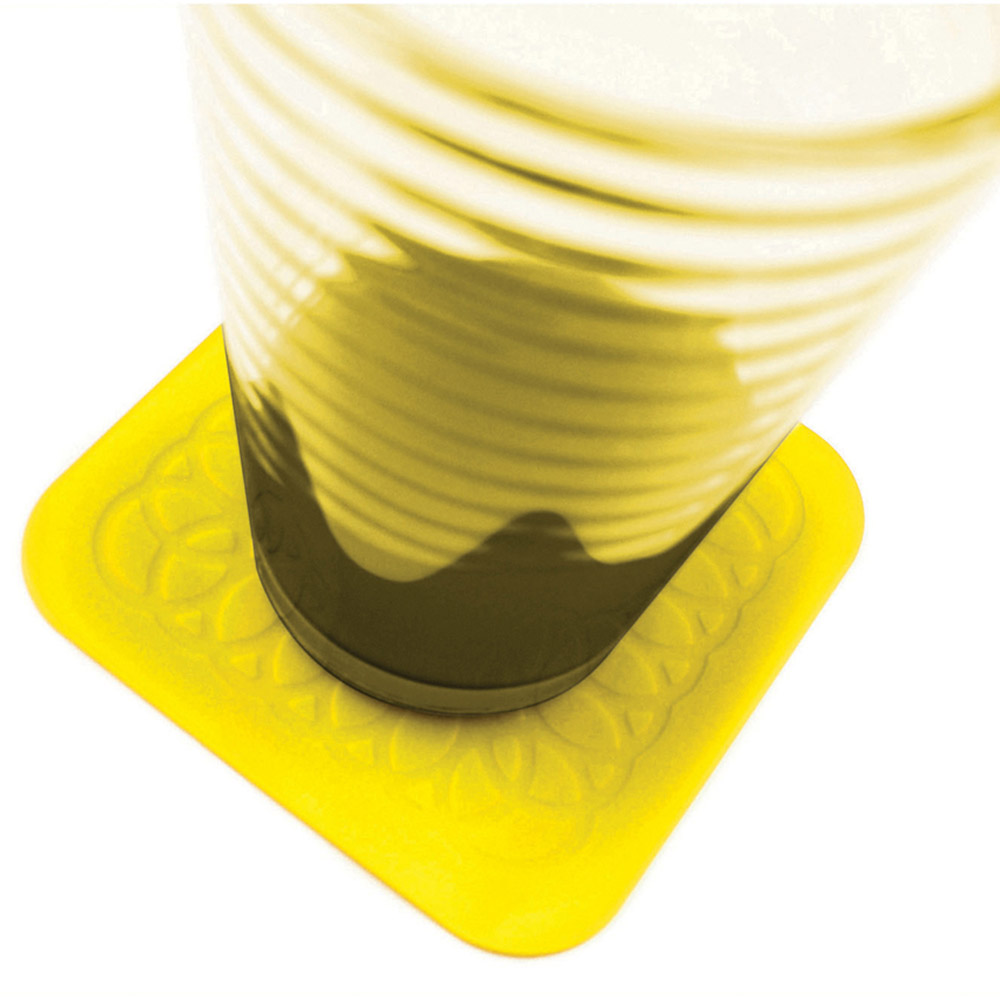 Aidapt Tenura 4 Pack Yellow Anti Slip Silicone Rubber Square Coaster Image 2