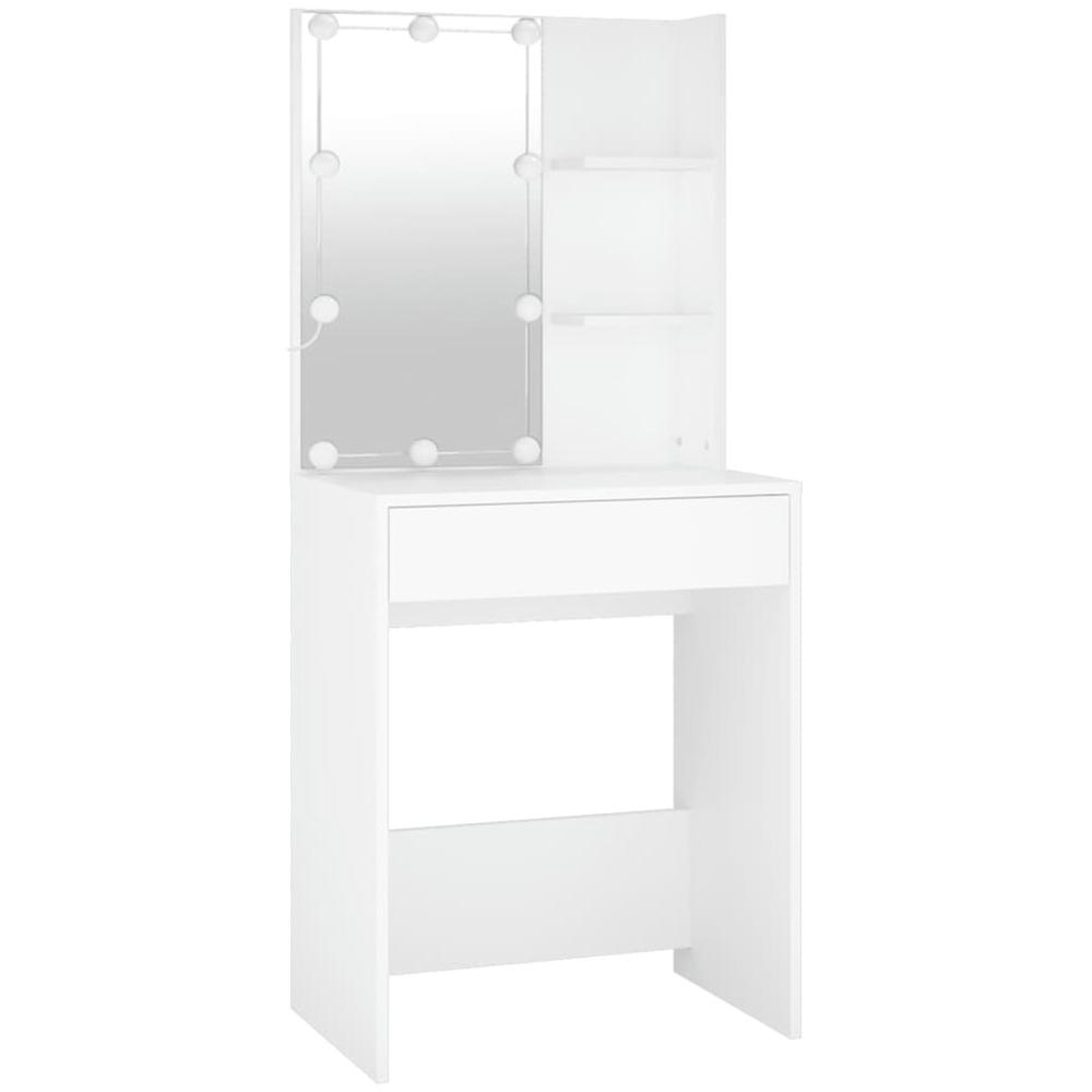 vidaXL White Single Drawer Dressing Table with LED Mirror and 2 Cabinets Image 8