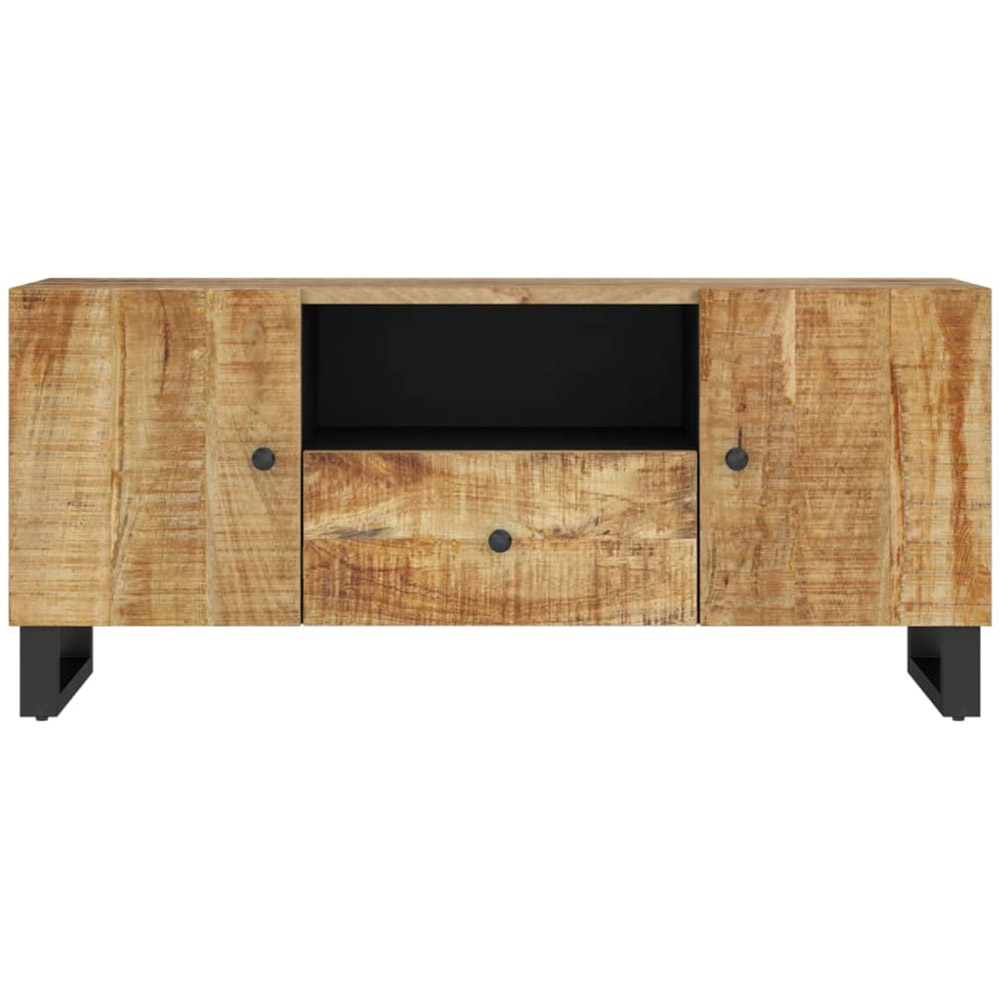 vidaXL 2 Door Single Drawer Light Brown TV Cabinet with Metal Stand Image 4