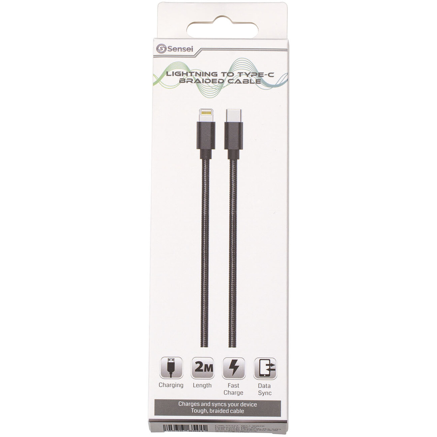 Lightning to Type-C Braided Cable 2m - Black Image 1
