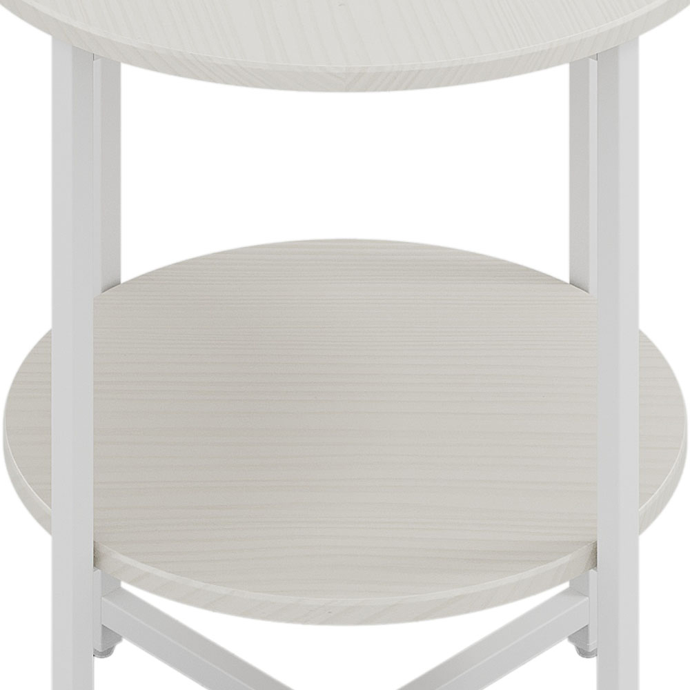 Living and Home 2 Tier White Round Coffee Table Image 4