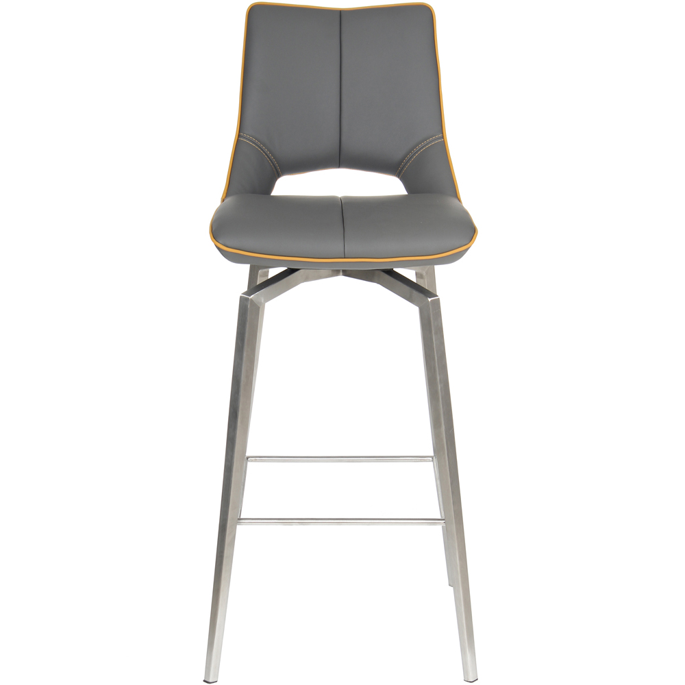 Mako Graphite Grey Swivel Leather Effect Bar Chair Image 2