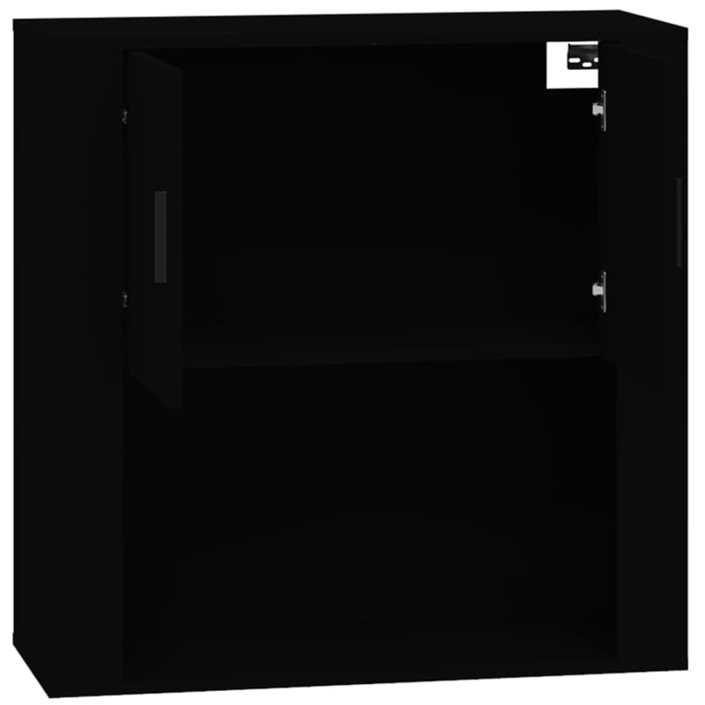 vidaXL 2 Door Single Open Shelf Black Wall Mounted Cabinet Image 4