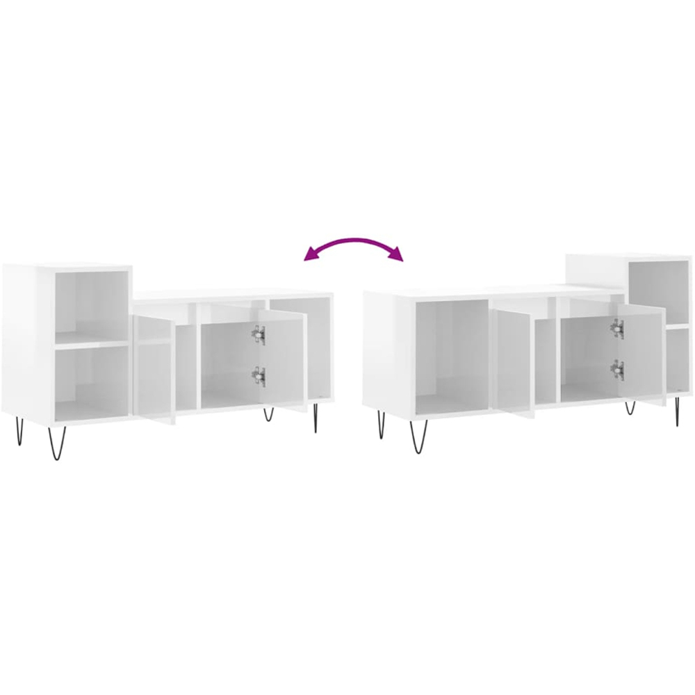 vidaXL 2 Door 3 Shelf High Gloss White TV Cabinet Image 9
