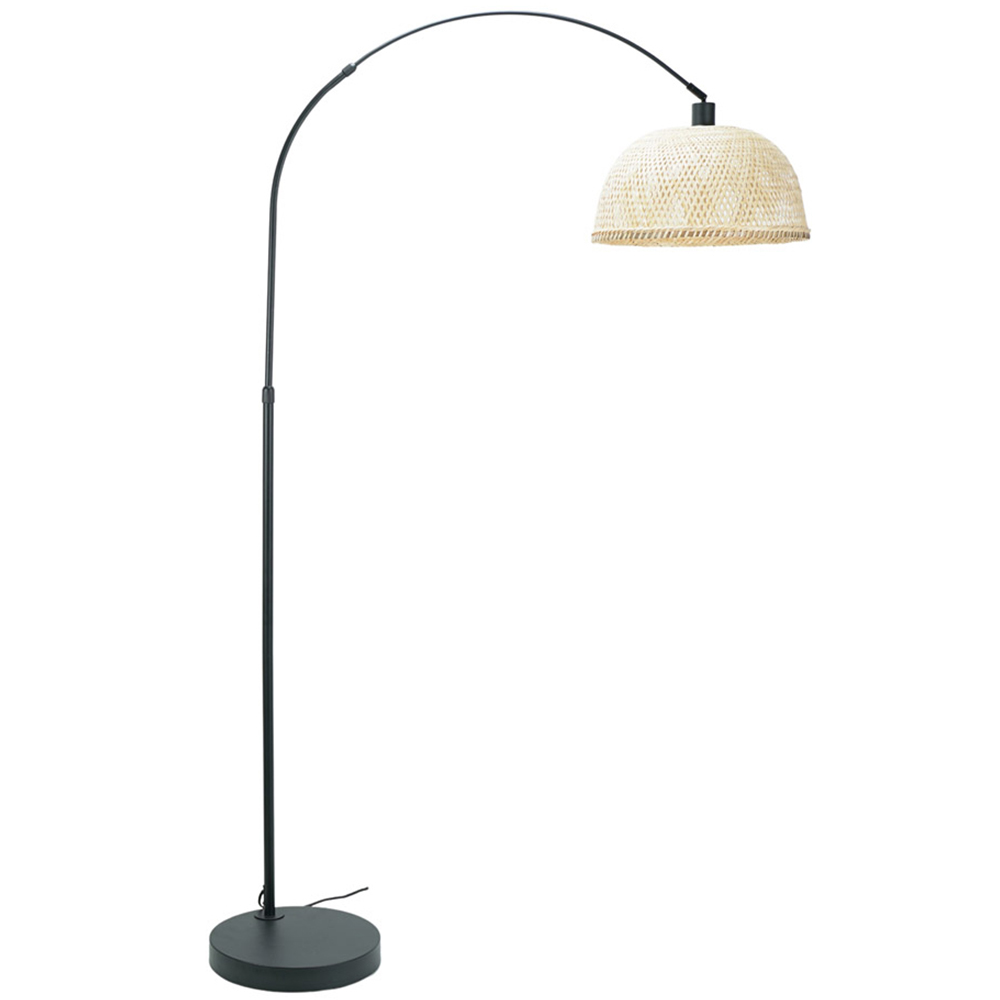 ValueLights Louis Bamboo Dome Shade Black Curved LED Floor Lamp Image 1