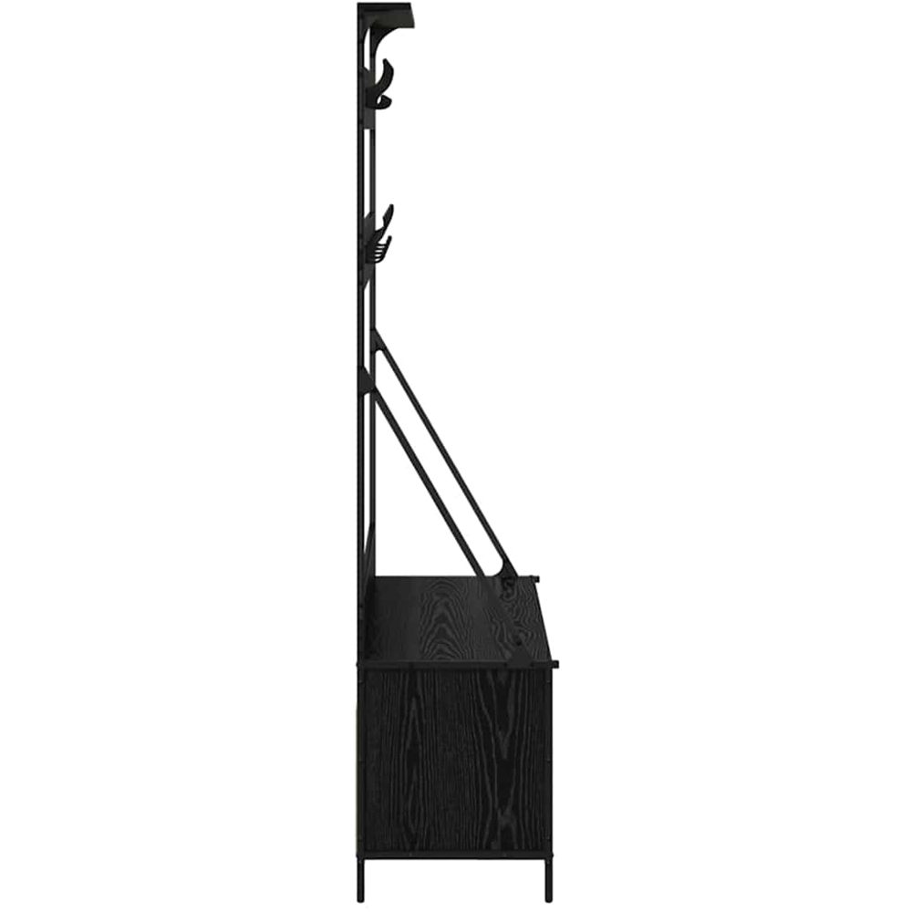 vidaXL 2 Shelf Black Oak Clothes Rack with Hanging Hooks Image 6