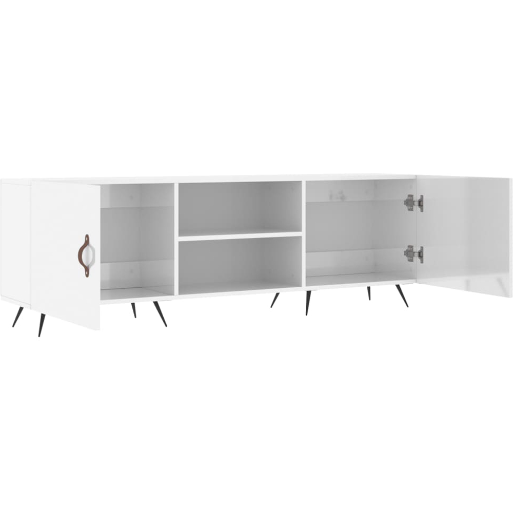 vidaXL 2 Door 2 Shelf High Gloss White TV Cabinet Image 4