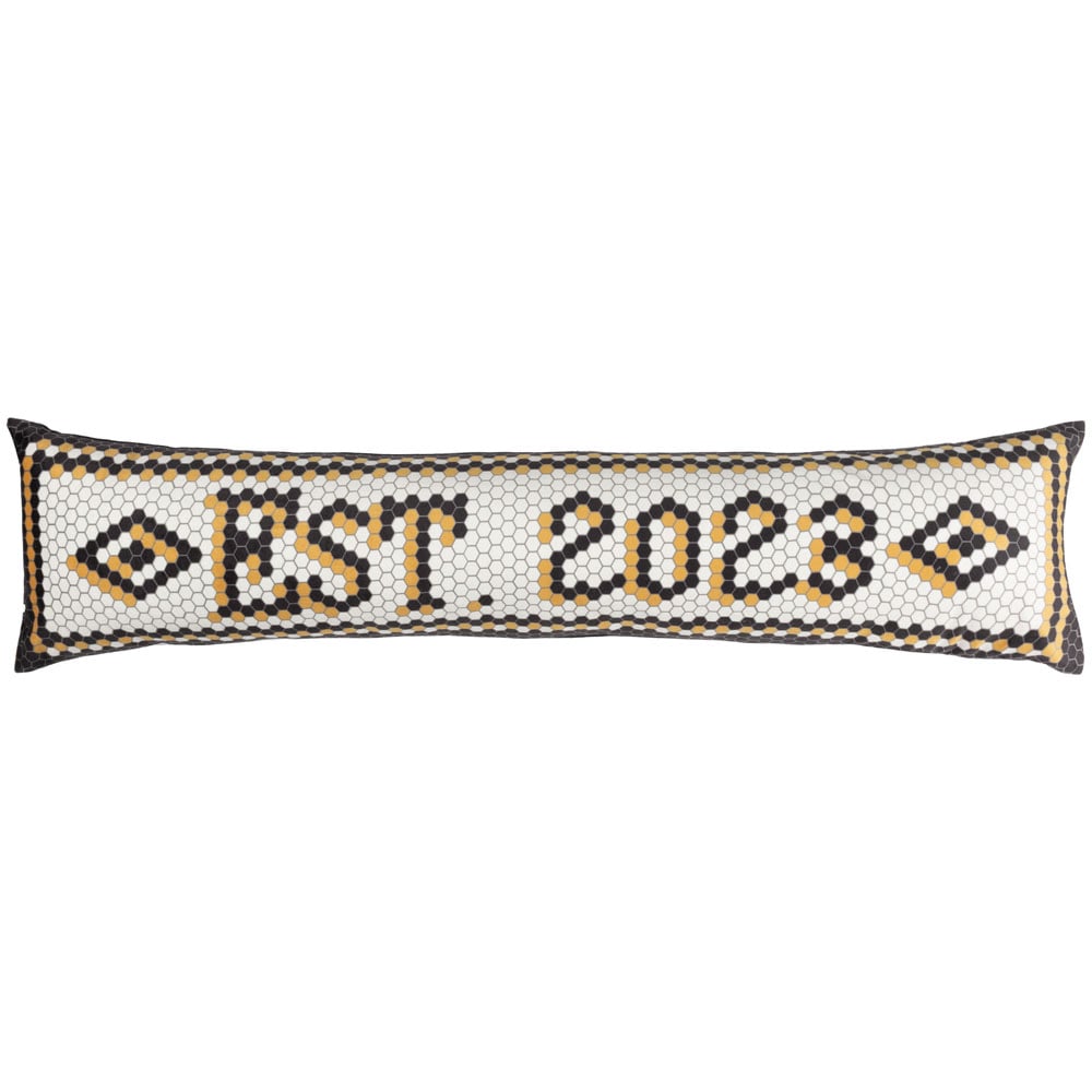 furn. Multicolour Established 2023 Mosaic Message Velvet Draught Excluder Image 1