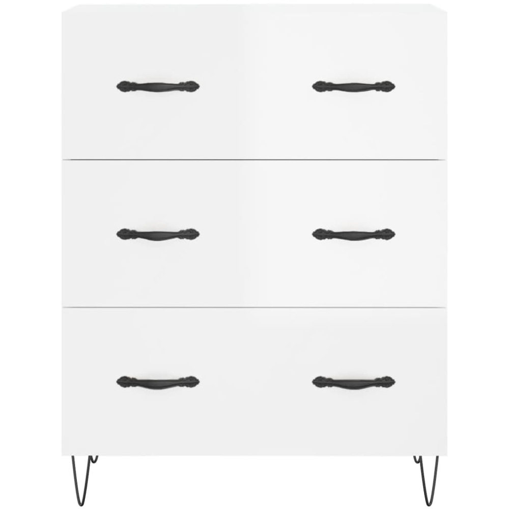 vidaXL 3 Drawer High Gloss White Wide Sideboard Image 5