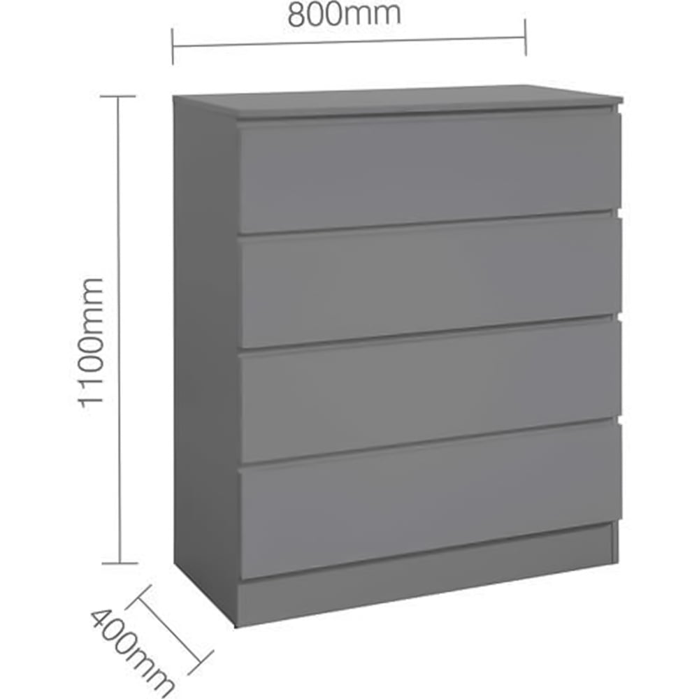 Oslo 4 Drawer Grey Chest of Drawers Image 8