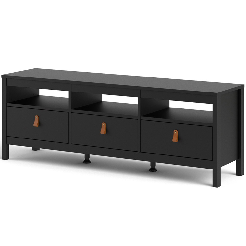 Florence Barcelona 3 Drawer 3 Shelf Matt Black TV Unit Image 3