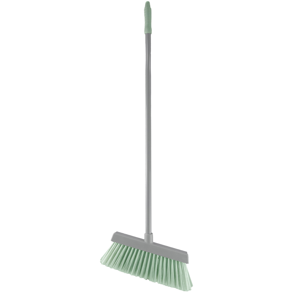 JVL Green Long Handle Lobby Dust Pan and Brush Set Image 3