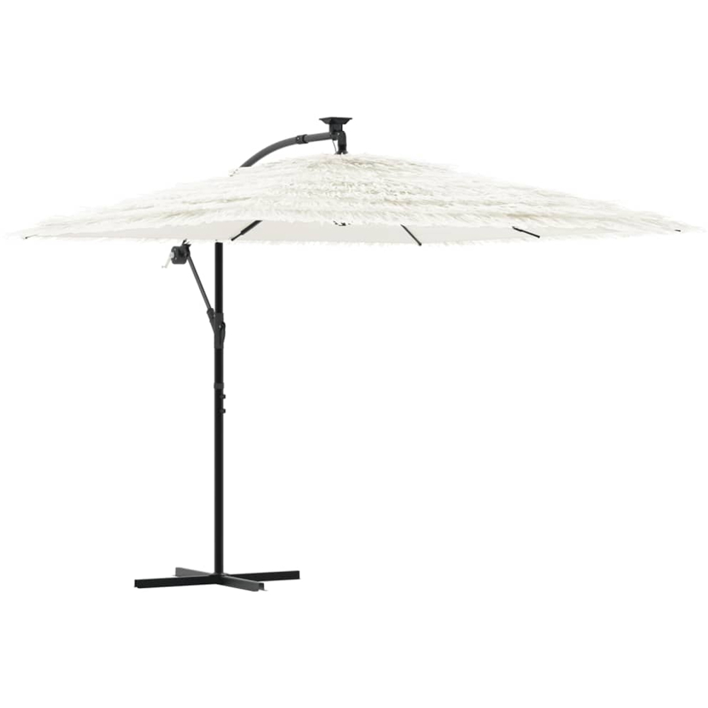 vidaXL White Straw Top Cantilever Parasol with Steel Pole 2.6m Image 1