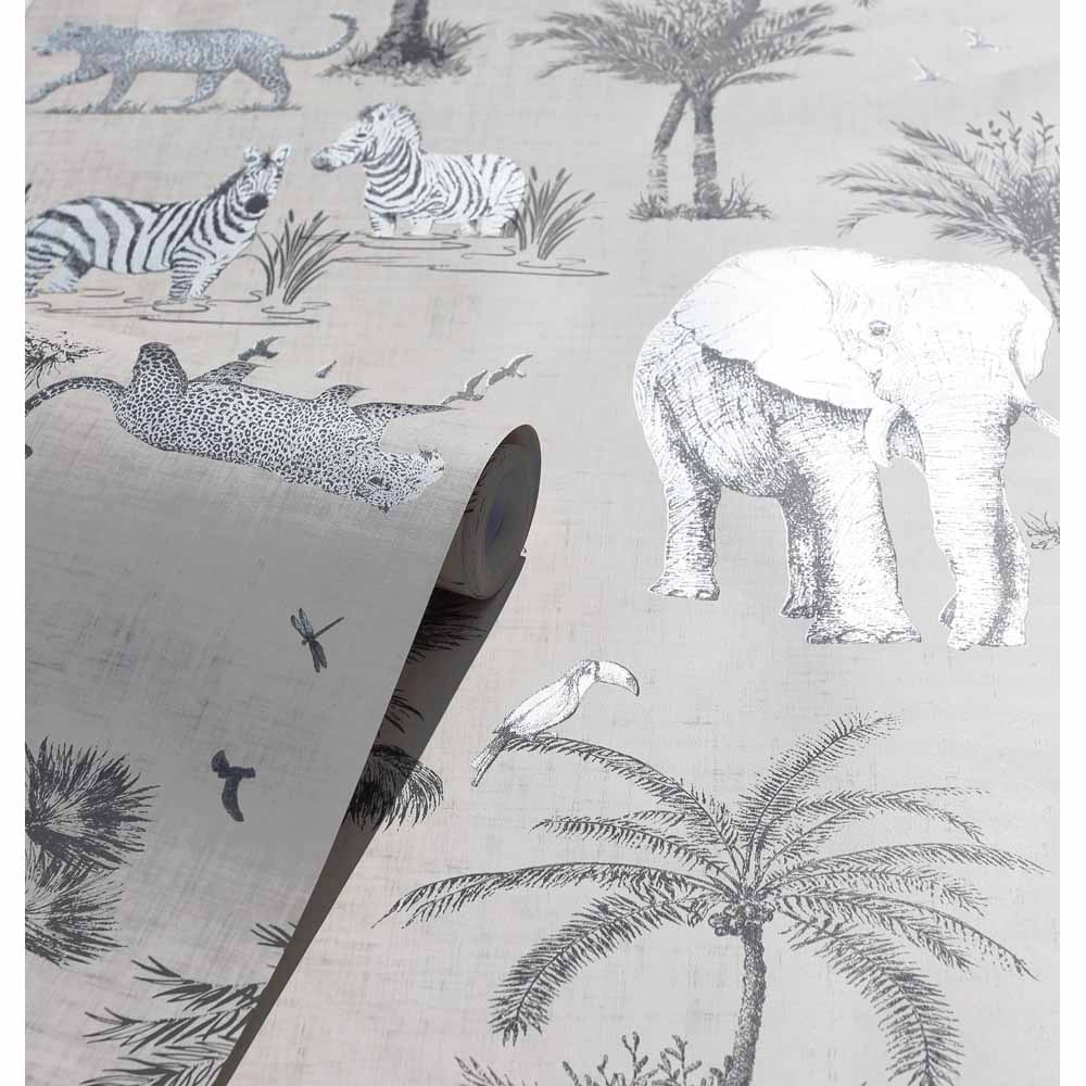 Arthouse Safari Lagoon Grey Wallpaper Image 2