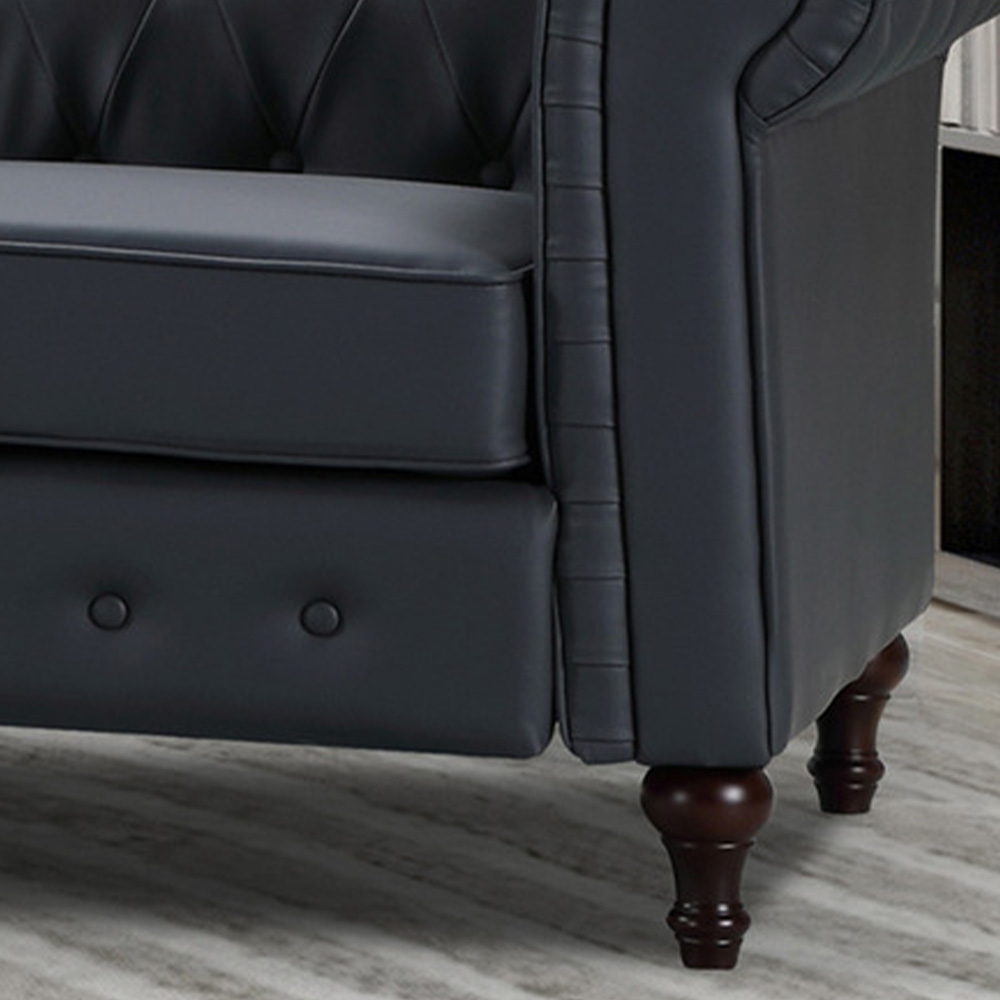 Richland 3 Seater Grey Leather Sofa Image 3