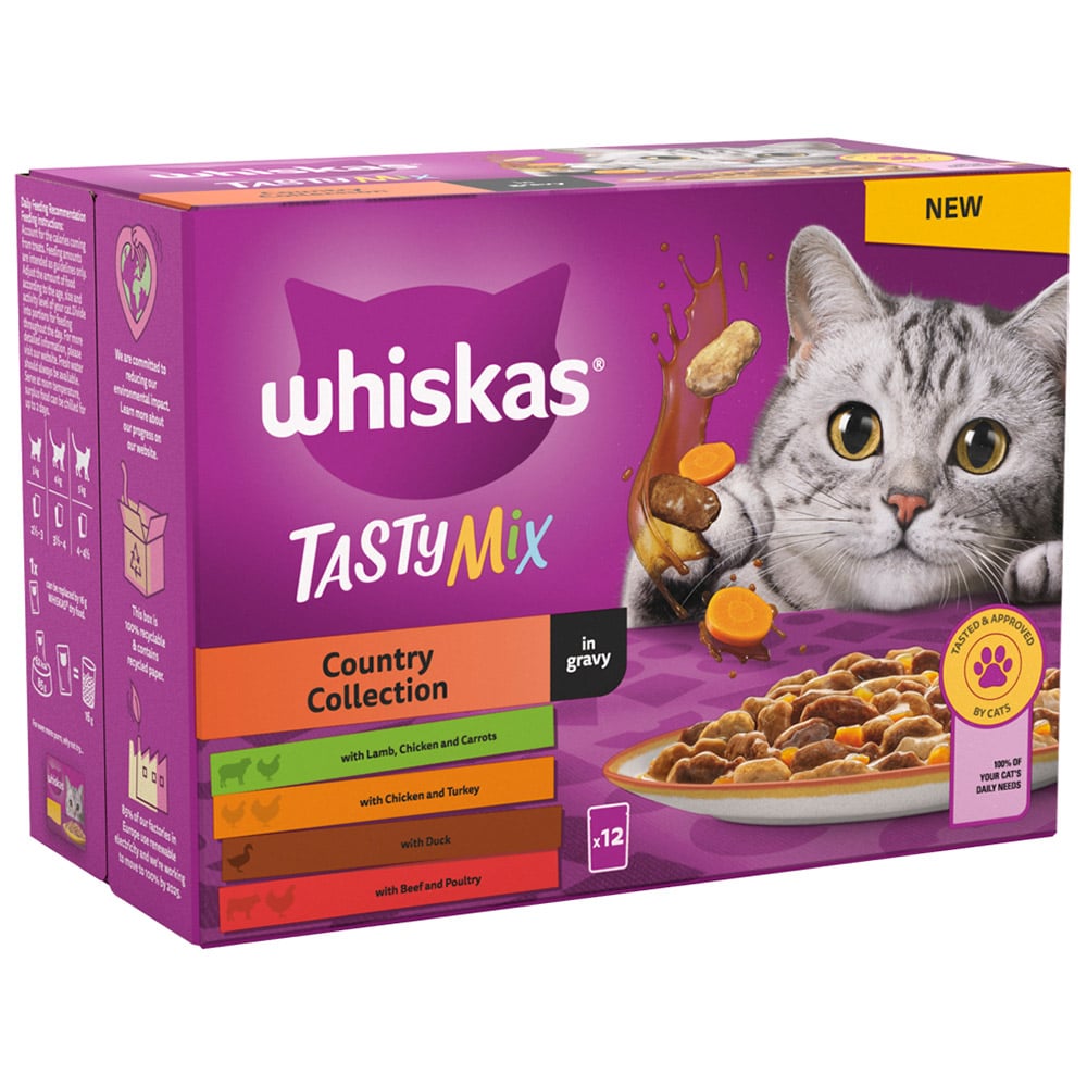 Whiskas Tasty Mix Veg in Gravy Adult Cat Wet Food Pouches 85g Case of 4 x 12 Pack Image 3
