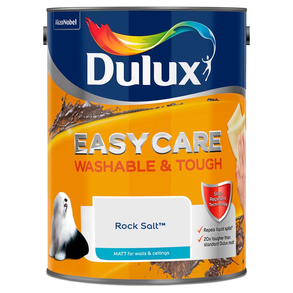 Dulux Easycare Washable & Tough Walls & Ceilings Rock Salt Matt Emulsion Paint 5L Image 2