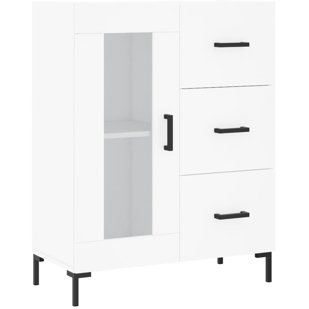 vidaXL 3 Glass Door 3 Drawer White Highboard Image 7