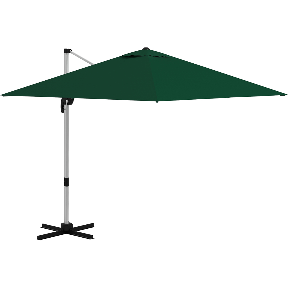 Outsunny Green Crank and Tilt Cantilever Parasol with Cross Base 3m Image 1