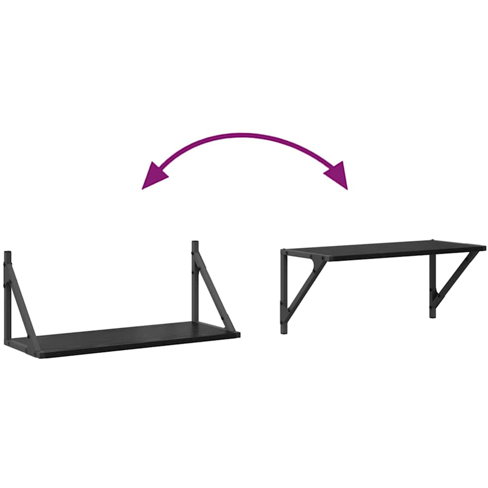 vidaXL 60 x 25cm Black Oak Wall Shelf Set of 2 Image 9