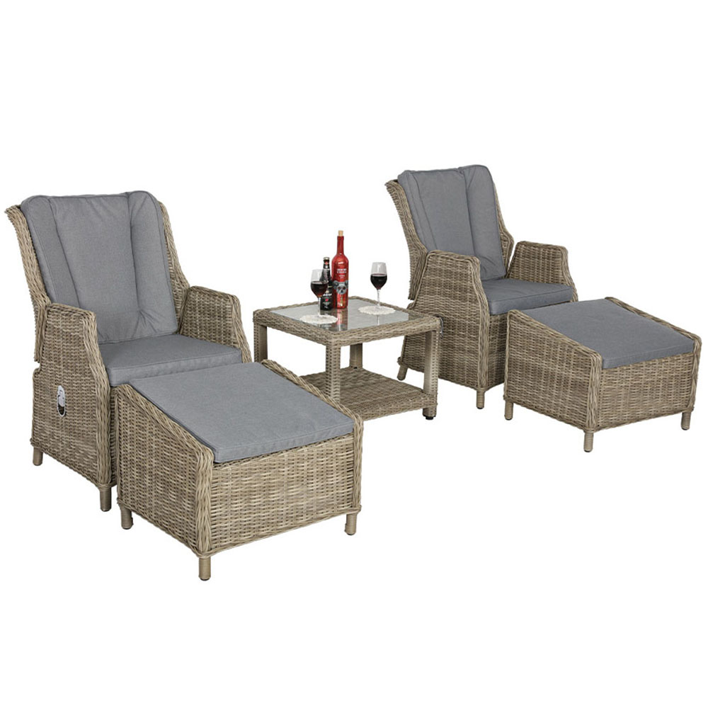 Royalcraft Wentworth 2 Seater Grey Deluxe Gas Reclining Lounge Set Image 2