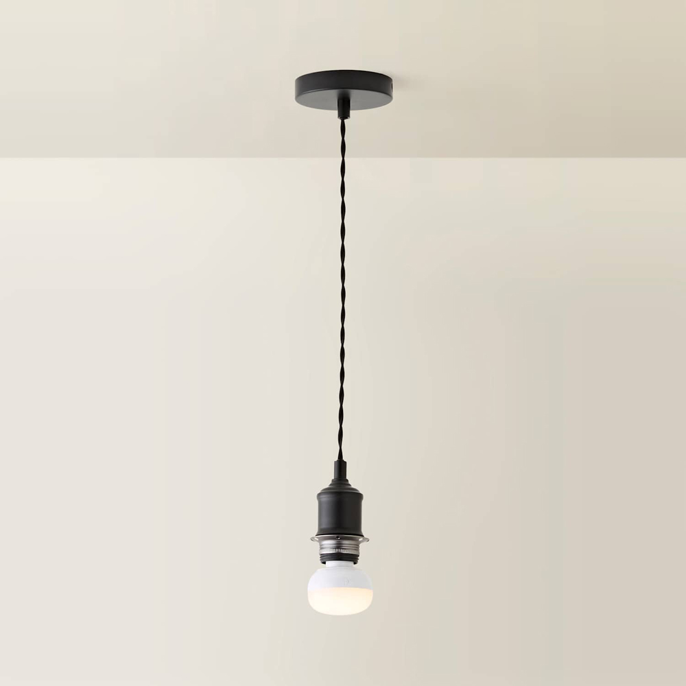 ValueLights Shaw Matt Black Rechargeable Ceiling Pendant Light Fitting Image 3