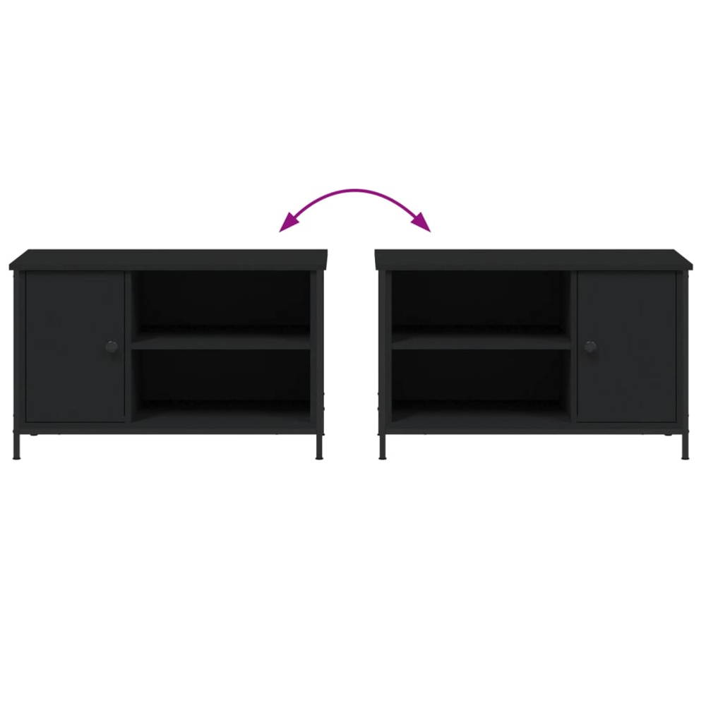 vidaXL Single Door 2 Shelf Black TV Cabinet Image 9