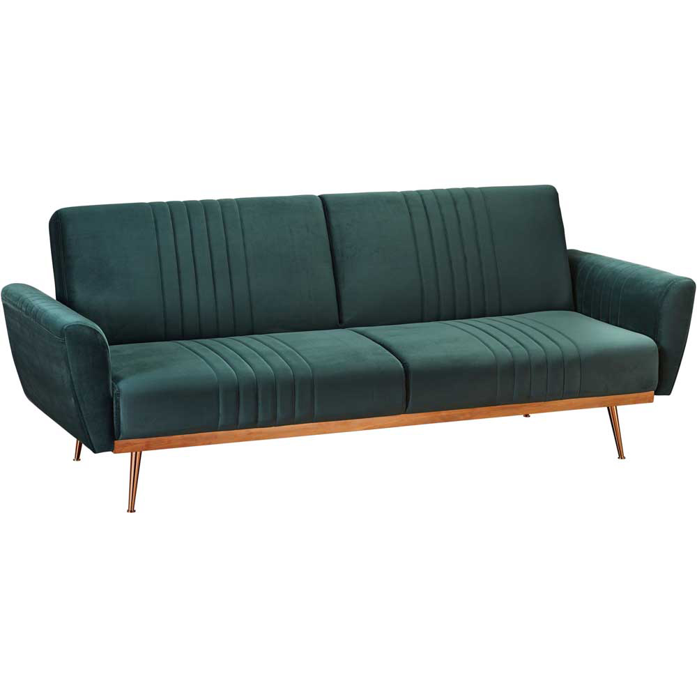 Nico 3 Seater Green Velvet Sofa Bed Image 2