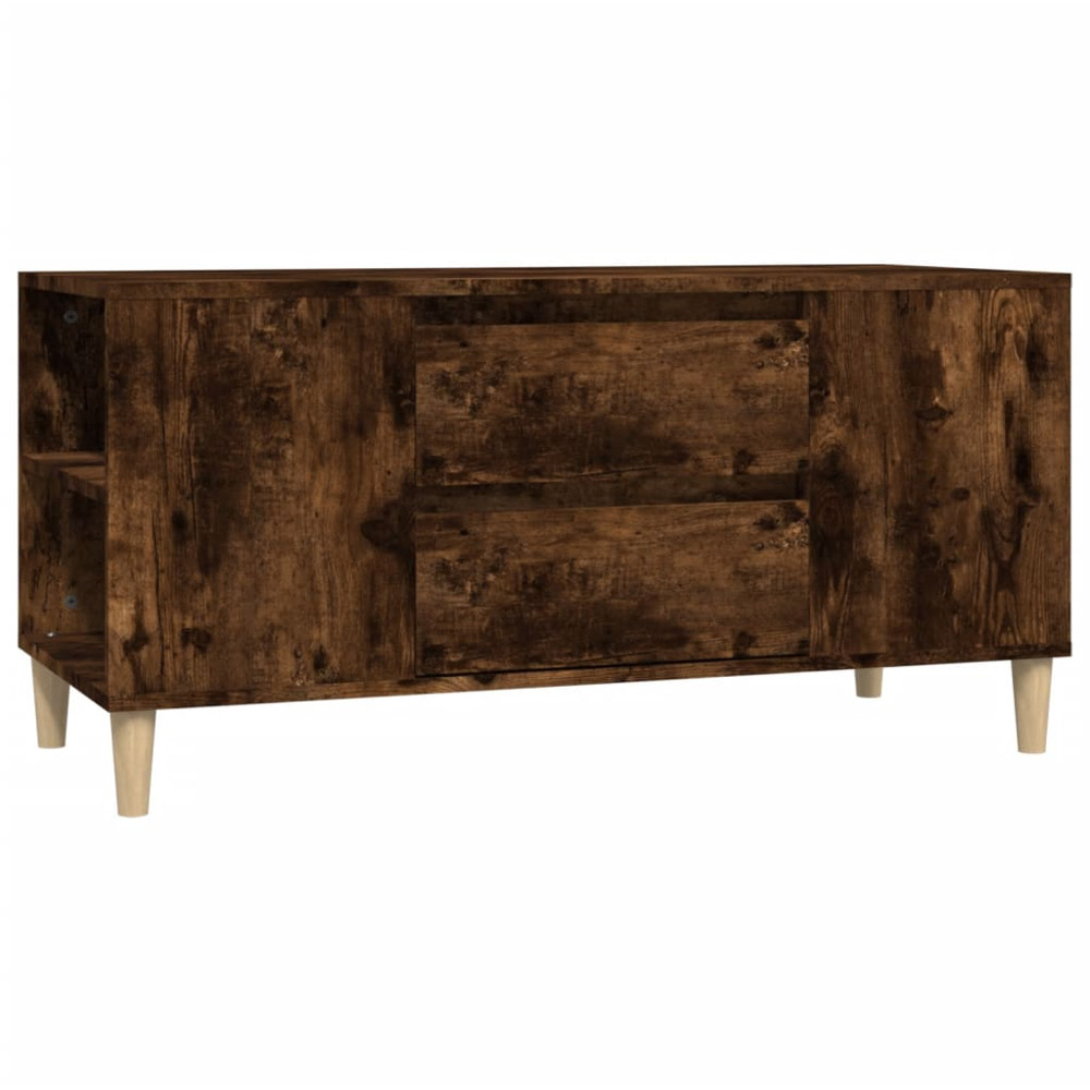 vidaXL 2 Drawer 4 Shelf Smoked Oak TV Cabinet Image 2