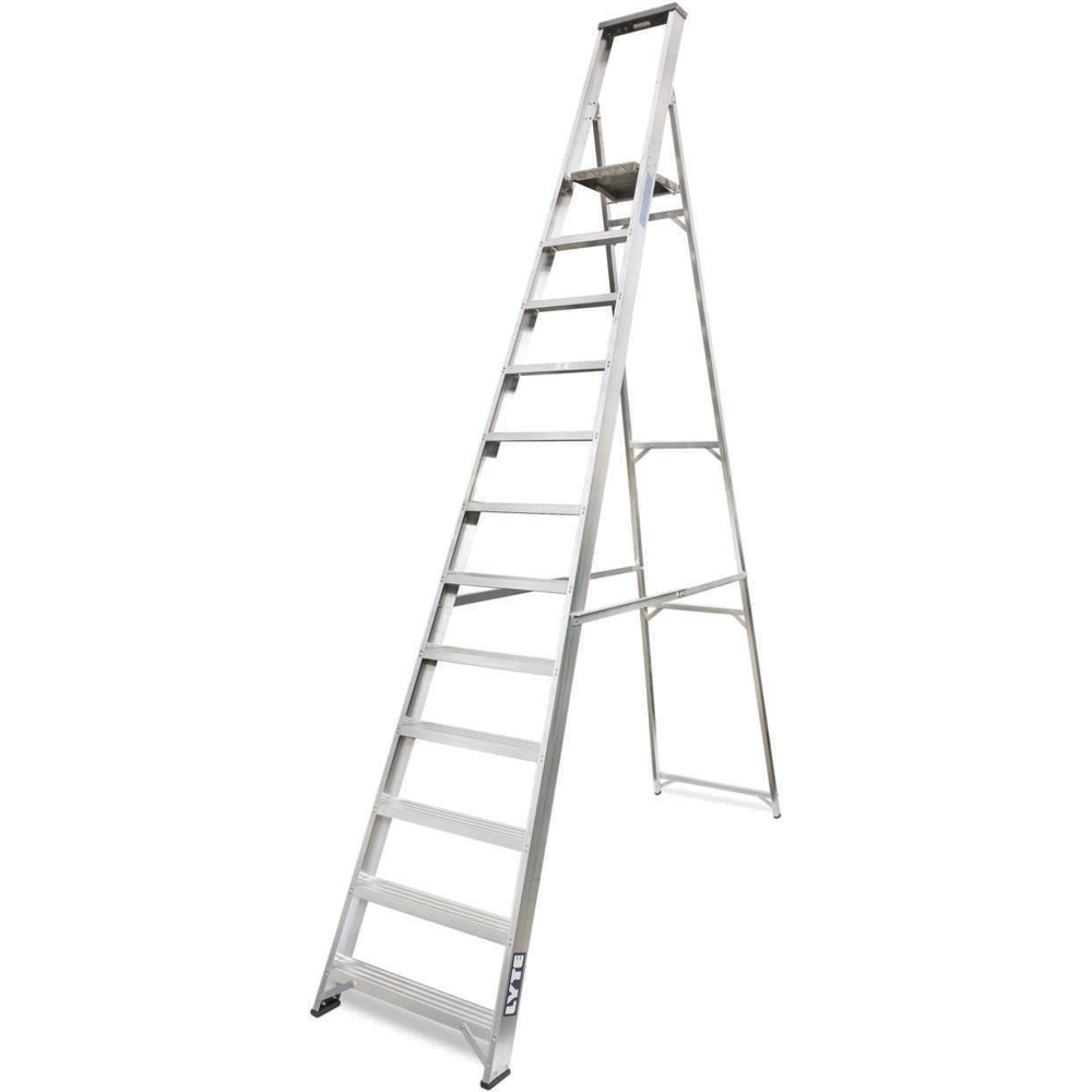 Lyte Ladders & Towers Professional Aluminium 12 Tread Platform Step Ladder with Tool Tray Image 1