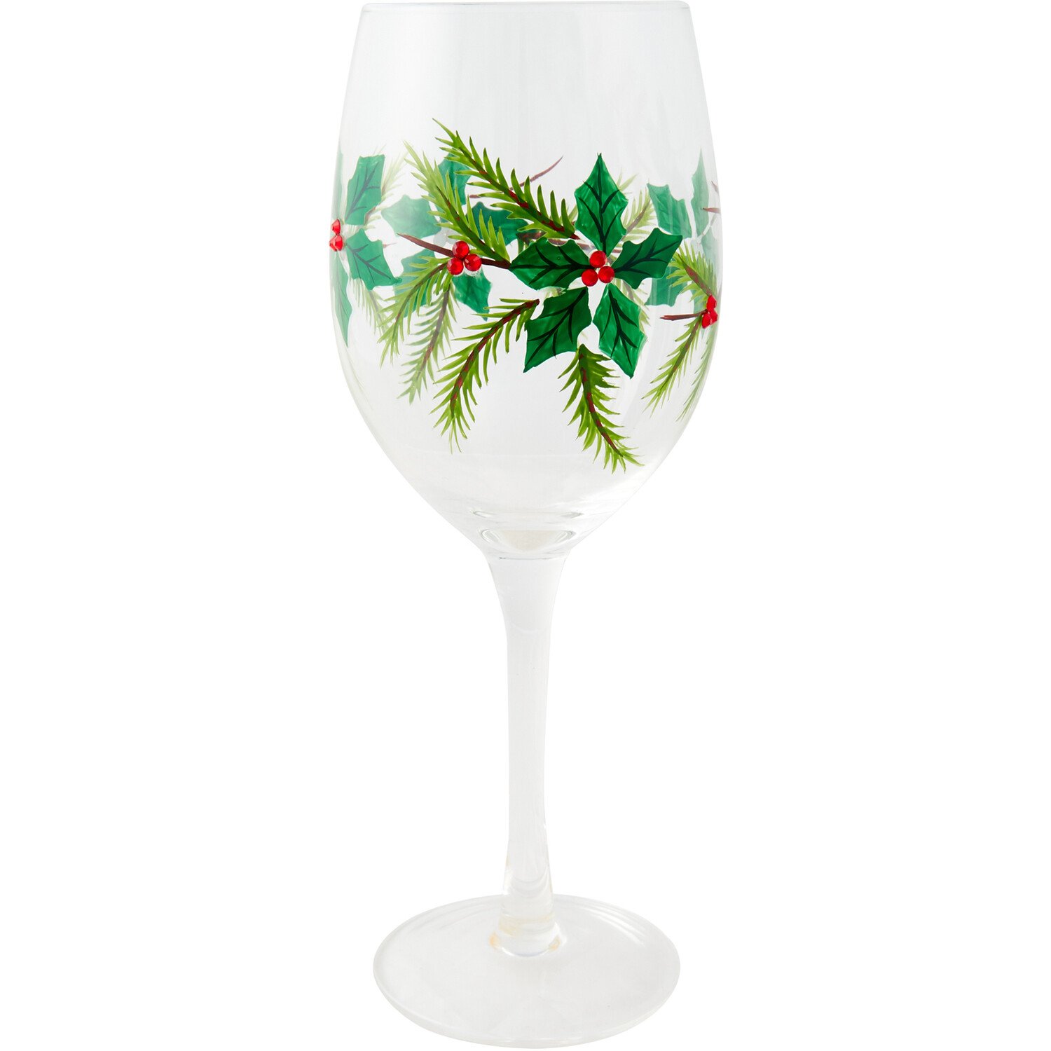 Christmas Holly Berry Wine Glass Image 1