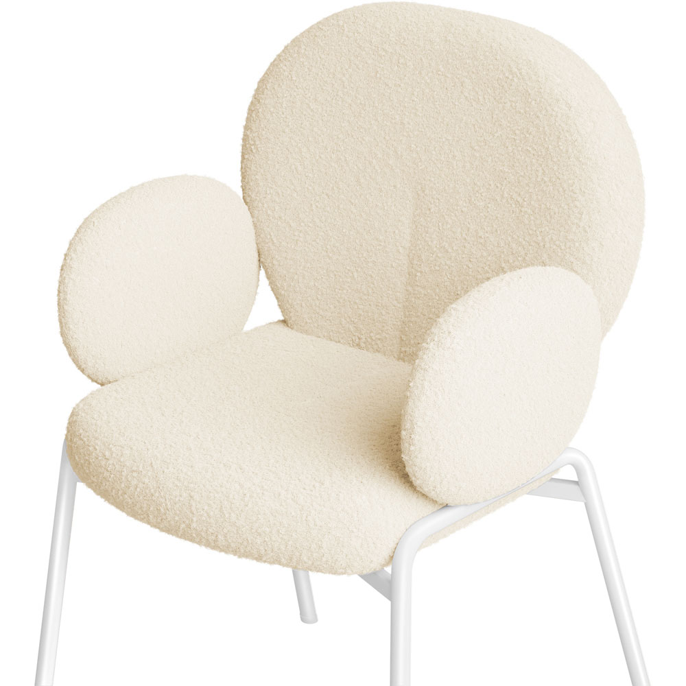 tectake Set of 2 Cream Boucle Padded Dining Chair Image 6
